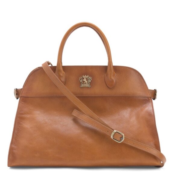 PRATESI Made in Italy Leather Satchel 💼 Elegant Gold Hardware, Adjustable Strap - Picture 3 of 16